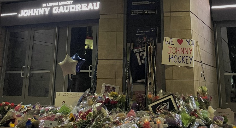 Fans honored Johnny Gaudreau with a memorial outside of Nationwide Arena.