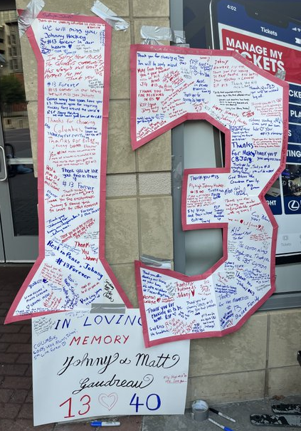 Fans wrote messages in tribute of Johnny Gaudreau.