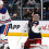 Columbus Blue Jackets goalie Elvis Merzlikins (90) makes a glove save as Edmonton Oilers center Mattias Janmark (13) looks for a rebound during the third period at Nationwide Arena.