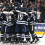 The Columbus Blue Jackets celebrate the win over the Philadelphia Flyers after the shootout at Nationwide Arena.