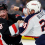 Buffalo Sabres defenseman Dennis Gilbert (8) and Columbus Blue Jackets right wing Mathieu Olivier (24) fight during the first period at KeyBank Center.