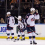 A hat lands on the ice as Columbus Blue Jackets center Adam Fantilli (19) celebrates his hat trick against the New York Rangers during the third period at Madison Square Garden.