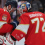 Florida Panthers center Aleksander Barkov (16) and goaltender Sergei Bobrovsky (72) celebrate after the game against the Tampa Bay Lightning at Amerant Bank Arena.