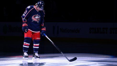 Blue Jackets right wing Cam Atkinson (13) against the Pittsburgh Penguins at Nationwide Arena. The Blue Jackets won 2-1 in overtime.