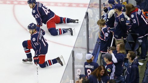 Blue Jackets fans watch their team