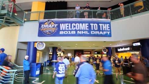 Fans gather in the lobby at the 2016 NHL Entry Draft