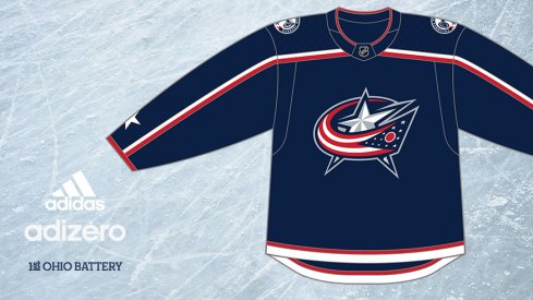 A mockup of the new Columbus Blue Jacket home jerseys from adidas.