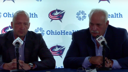 Jarmo Kekalainen and John Davidson address the media at Nationwide Arena