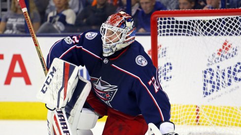 Sergei Bobrovsky, pre-hug.