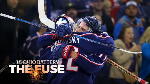 Blue Jackets captain Nick Foligno and goaltender Sergei Bobrovsky