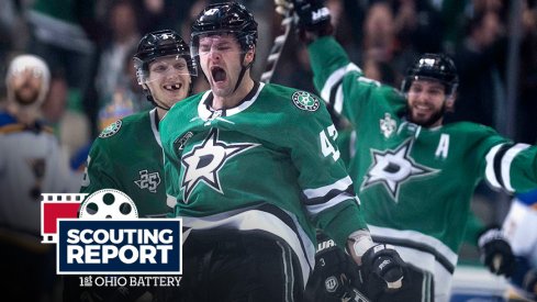 Alexander Radulov celebrates a goal for the Dallas Stars. 