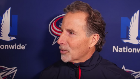 John Tortorella speaks to the the media a day before their game against Arizona