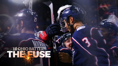 The Blue Jackets celebrate a goal by defenseman Seth Jones