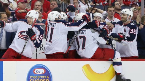 Jackets bench celebrates