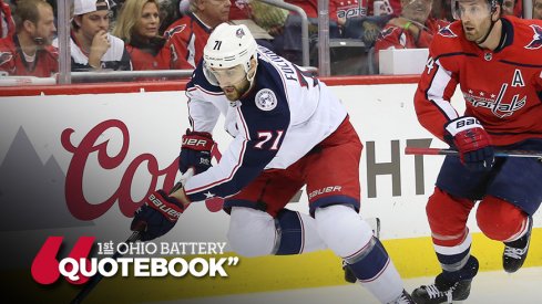 Columbus Blue Jackets captain Nick Foligno carries the puck against the Washington Capitals