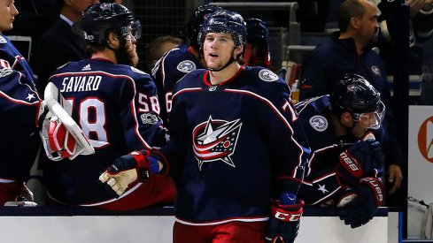 Josh Anderson celebrates a goal.