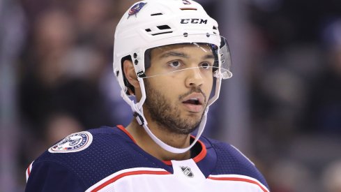 Columbus Blue Jackets defenseman Seth Jones during a game against the Toronto Maple Leafs at Scotiabank Arena in Toronto.