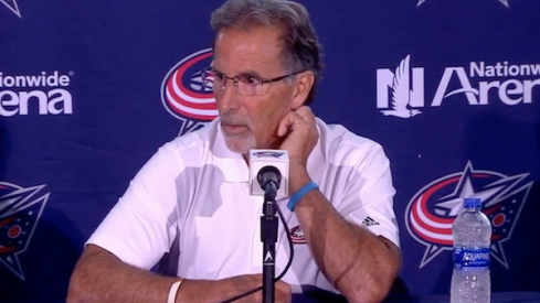 Blue Jackets head coach John Tortorella addresses the media at Media Day at Nationwide Arena in Columbus.