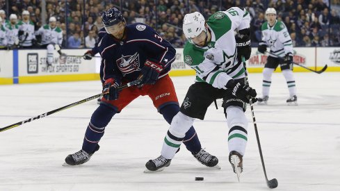 Seth Jones defends Tyler Seguin at Nationwide Arena