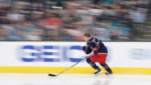 Cam Atkinson competes in the fastest skater competition for the 2019 All-Star Game