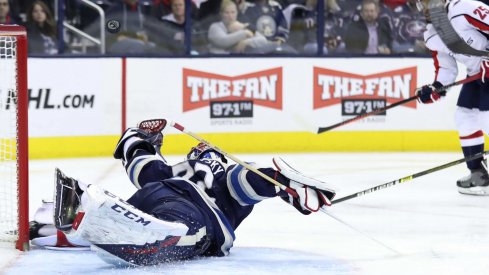 Sergei Bobrovsky made this big save along with 19 others to post his second shutout of the season, against the Washington Capitals