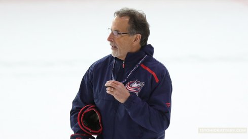 Blue Jackets head coach John Tortorella conducting practice.