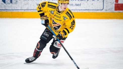 Alexandre Texier skates with the puck in his last game with KalPa