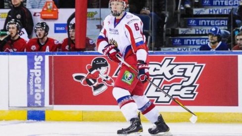 Vladislav Gavrikov skates in the Subway Series against CHL foes