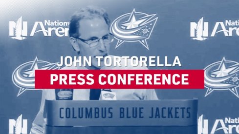 Head coach John Tortorella speaks before the Blue Jackets take on the Buffalo Sabres Monday night at Nationwide Arena.