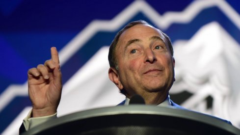 NHL commissioner Gary Bettman speaks before the first round of the 2019 NHL Draft at Rogers Arena.