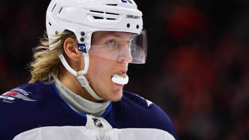 Feb 22, 2020; Philadelphia, Pennsylvania, USA; Winnipeg Jets right wing Patrik Laine (29) looks on in the first period during the game against the Philadelphia Flyers at Wells Fargo Center.