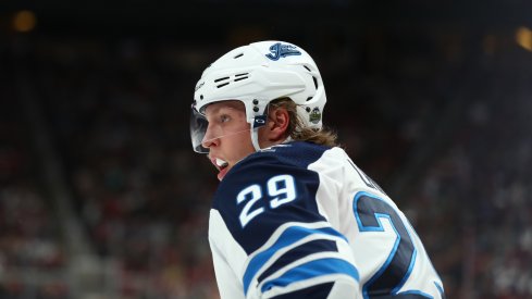 Winnipeg Jets right wing Patrik Laine (29) against the Arizona Coyotes at Gila River Arena.