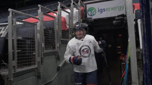 Patrik Laine takes the ice at Nationwide Arena ahead of his debut for the Columbus Blue Jackets.