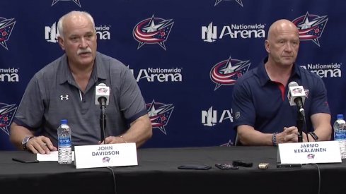 John Davidson (left) and Jarmo Kekalainen (right) address the media.