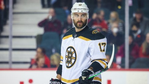 Boston Bruins left wing Nick Foligno against the Calgary Flames during the first period at Scotiabank Saddledome.