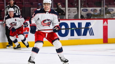 Columbus Blue Jackets' Max Domi playing against the Montreal Canadiens at Bell Centre.