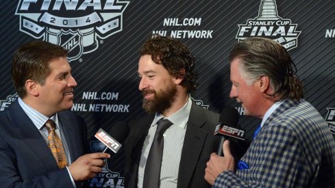 Left to right: Steve Levy, Justin Williams, Barry Melrose