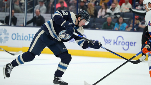 Alexandre Texier skates against the New York Islanders