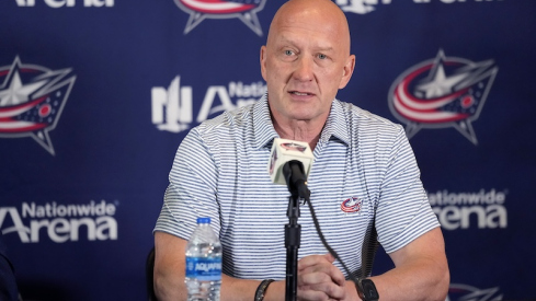 Columbus Blue Jackets General Manager Jarmo Kekalainen speaks after hiring Mike Babcock as the new head coach during a press conference at Nationwide Arena.