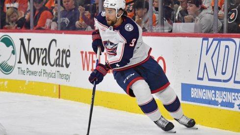 Columbus Blue Jackets' Ivan Provorov against the Philadelphia Flyers during the first period at Wells Fargo Center.