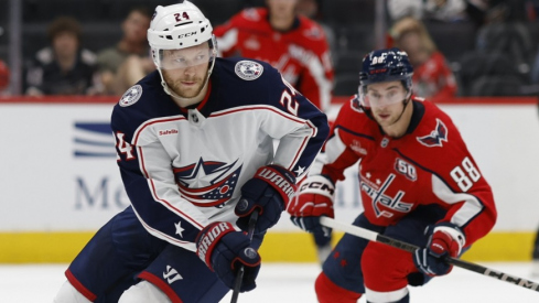 Adam Fantilli had a hat trick and Mathieu Olivier added a pair of goals as the Columbus Blue Jackets doubled up the Washington Capitals 8-4 in a preseason contest.