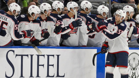 Yegor Chinakhov and Gavin Brindley scored six minutes apart as the Columbus Blue Jackets impressive preseason continued Tuesday night with a 3-1 win over the Blues in St. Louis.