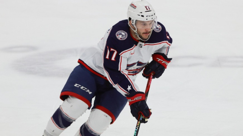 Justin Danforth makes his season debut with Columbus as the Blue Jackets face the Buffalo Sabres in the second game of a four-game homestand.