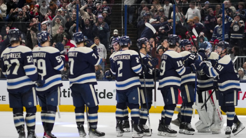 Kirill Marchenko scored twice, including the game-tying goal with just a minute left in regulation, to help propel the Columbus Blue Jackets to their first three-game winning streak in two seasons.