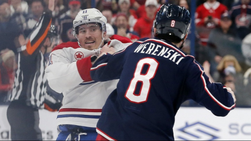 Zach Werenski's third-period goal to complete a Gordie Howe Hat Trick gave the Blue Jackets enough to take it to overtime, but the Jackets came up short in a 4-3 loss to the Canadiens.