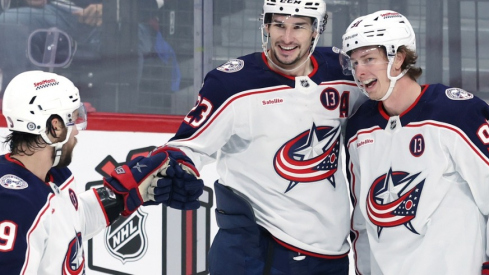 Kent Johnson scored a pair of third-period goals and Elvis Merzlikins made 24 saves to propel the Columbus Blue Jackets to a 4-1 victory over the Winnipeg Jets.