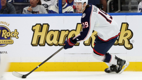 The Columbus Blue Jackets scored three times in the third period to make things very interesting, but a late empty-netter from Tampa Bay gives the Lightning a 5-3 victory on Tuesday night.