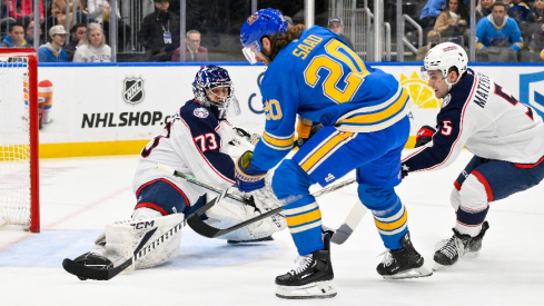 Jet Greaves came within seconds of a shutout in the best start of his NHL career and the Columbus Blue Jackets won their fourth straight game Saturday night in a 2-1 defeat of the St. Louis Blues.