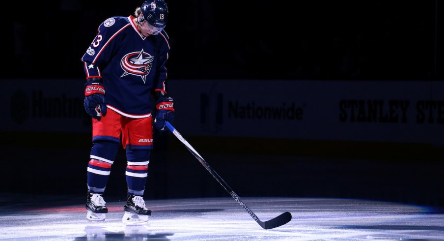 Blue Jackets right wing Cam Atkinson (13) against the Pittsburgh Penguins at Nationwide Arena. The Blue Jackets won 2-1 in overtime.