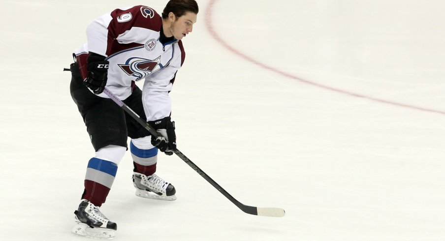 Matt Duchene skates around during pregame warmups helmetless